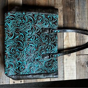 Elegant Turquoise Floral Women Bag